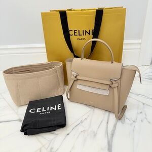 Celine Grained Calfskin Micro Belt Bag - light taupe/beige